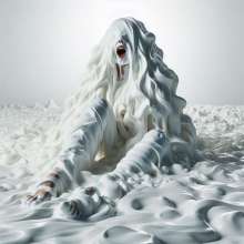 splathair2020: AI woman enjoying shaving cream on shag carpet