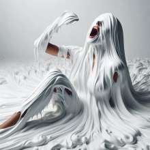 splathair2020: AI woman enjoying shaving cream on shag carpet