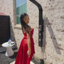 WetlookFashion: Christy Gets Her Gorgeous Designer Dress Wet