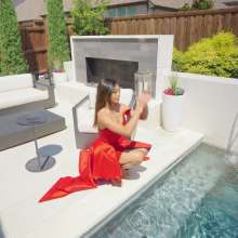WetlookFashion: Christy Gets Her Gorgeous Designer Dress Wet