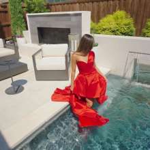 WetlookFashion: Christy Gets Her Gorgeous Designer Dress Wet