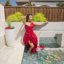 WetlookFashion: Christy Gets Her Gorgeous Designer Dress Wet