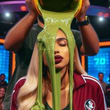 h361361: College cheerleaders green slimed