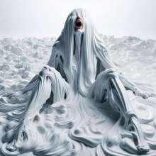 splathair2020: AI woman enjoying shaving cream on shag carpet