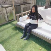 WetlookFashion: Maria in the Pool Wearing Leggings, Sweater and Boots