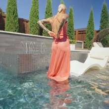WetlookFashion: Natasha Gets Naked after a Swim in Her Dress