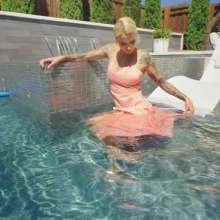 WetlookFashion: Natasha Gets Naked after a Swim in Her Dress