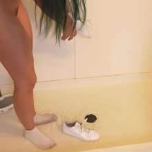 Custom Fetish Shoots: Roxy Wets Sneakers and Socks in the Shower