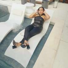 WetlookFashion: Tina Takes a Dip in the Pool Wearing a Shiny Jumpsuit