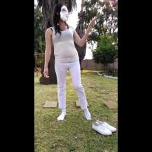 Thefetishgirl: White Socks, White Top, and White Jeans Pieing
