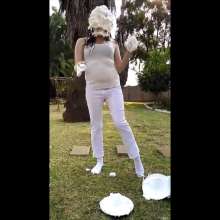 Thefetishgirl: White Socks, White Top, and White Jeans Pieing