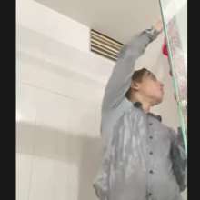 WETColours: Ostin in His First Shower Dressed