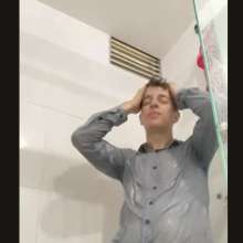 WETColours: Ostin in His First Shower Dressed