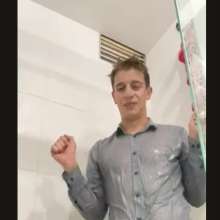 WETColours: Ostin in His First Shower Dressed