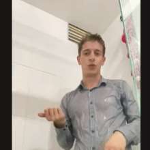 WETColours: Ostin in His First Shower Dressed