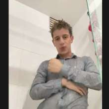 WETColours: Ostin in His First Shower Dressed