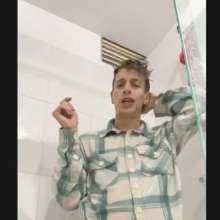 WETColours: Ostin in His First Shower Dressed