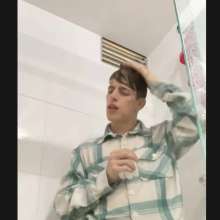 WETColours: Ostin in His First Shower Dressed